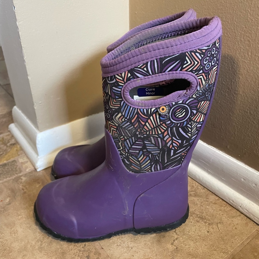 Purple Kids Rain Boots bogs winter girls 12 kid youth k York wild gdn